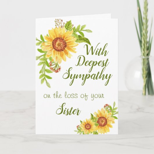 シスター悔やみや弔慰水彩フローラひまわりカード カード (正面)
