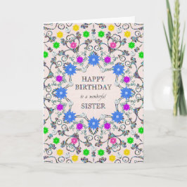 シスター抽象芸術フラワーズ誕生日カード カード