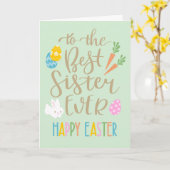 シスター最高のエバーハッピーイースタータイポグラフィ カード (黄色い花)