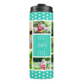 シスター最高のエバーフォトコラージュターコイズとホワイト タンブラー (正面)