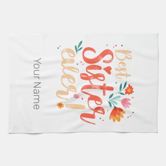 シスター最高のエバーフローラヴィンテージガールズレトロデザイン キッチンタオル (横)