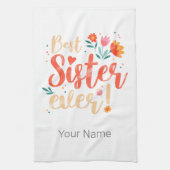 シスター最高のエバーフローラヴィンテージガールズレトロデザイン キッチンタオル (縦)