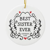 シスター最高のエバー兄弟姉妹パーソナライズされたフレンドシップ セラミックオーナメント (正面)