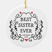 シスター最高のエバー兄弟姉妹パーソナライズされたフレンドシップ セラミックオーナメント (裏面)