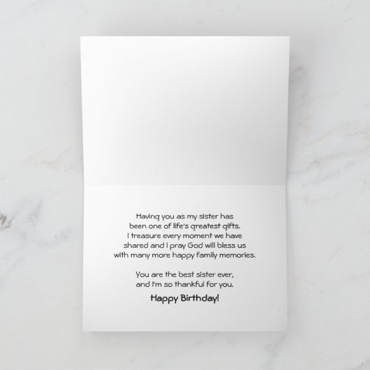 シスター最高のエバー誕生日、花カード カード (内部)