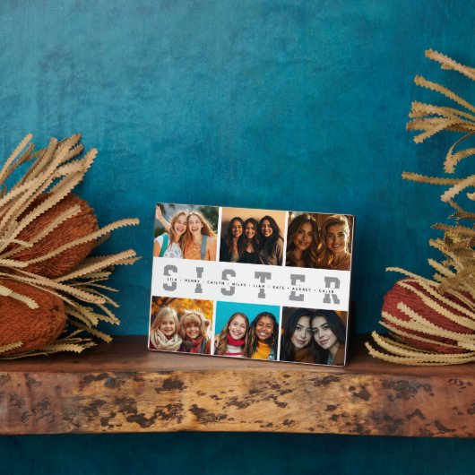 シスター最高のス・スクリプトのコラージュ写真と名前 フォトプラーク (側面)