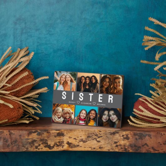 シスター最高のス・スクリプトのコラージュ写真と名前 フォトプラーク (側面)