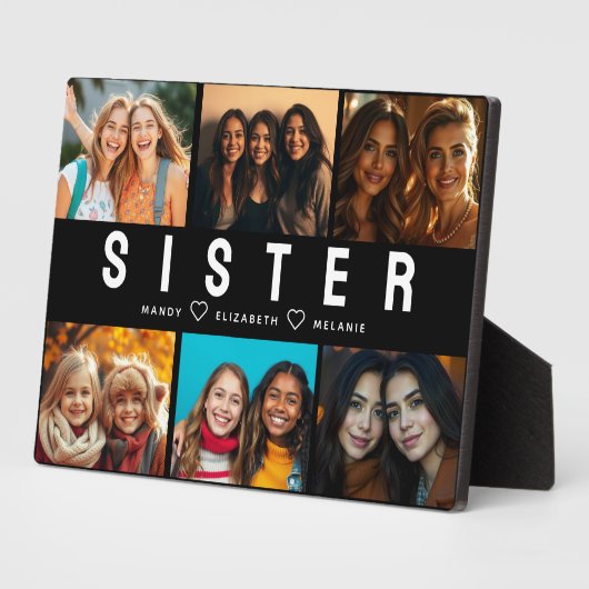 シスター最高のス・スクリプトのコラージュ写真と名前 フォトプラーク (側面)