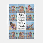 シスター最高のズフレンズカスタムシック10フォトコラージュ フリースブランケット (正面)