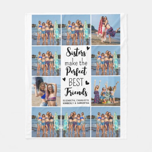 シスター最高のズフレンズカスタムシック10フォトコラージュ フリースブランケット (正面)