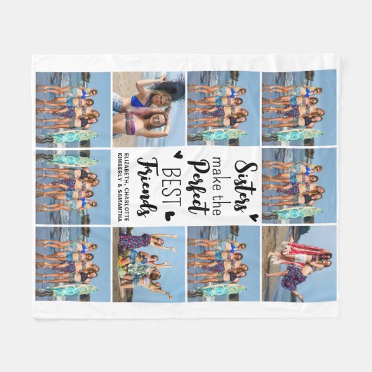 シスター最高のズフレンズカスタムシック10フォトコラージュ フリースブランケット (正面(横))