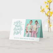 シスター最高のフレンズフォーエバーフォトティール（緑がかった色）誕生日 カード (黄色い花)