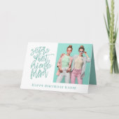 シスター最高のフレンズフォーエバーフォトティール(緑がかった色)誕生日 カード (正面)