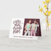 シスター最高のフレンドForever写真ブルゴーニュ誕生日 カード (黄色い花)