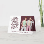 シスター最高のフレンドForever写真ブルゴーニュ誕生日 カード (正面)