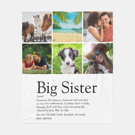 シスター最高の・エバー定義6枚の写真のモダンおもしろい フリースブランケット (正面)