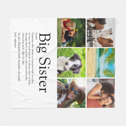 シスター最高の・エバー定義6枚の写真のモダンおもしろい フリースブランケット (正面(横))