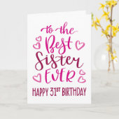 シスター最高の・エバー31誕生日タイポグラフィイン・ピンク カード (黄色い花)