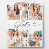 シスター最高の・エバー・シスター・スクリプト・ハート写真コラージュ フォトプラーク (正面)