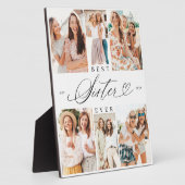 シスター最高の・エバー・シスター・スクリプト・ハート写真コラージュ フォトプラーク (側面)