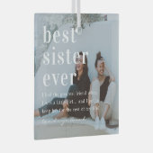 シスター最高の・エバー |引用文と写真ギフト ガラスオーナメント (正面右)