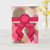 シスター深いバラピンクリボン誕生日 カード (黄色い花)