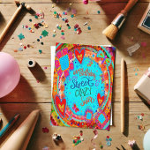 シスター熱狂する誕生日おもしろいフローラかわいらし カード