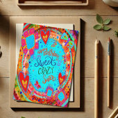 シスター熱狂する誕生日おもしろいフローラかわいらし カード