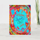 シスター熱狂する誕生日おもしろいフローラかわいらし カード (正面)