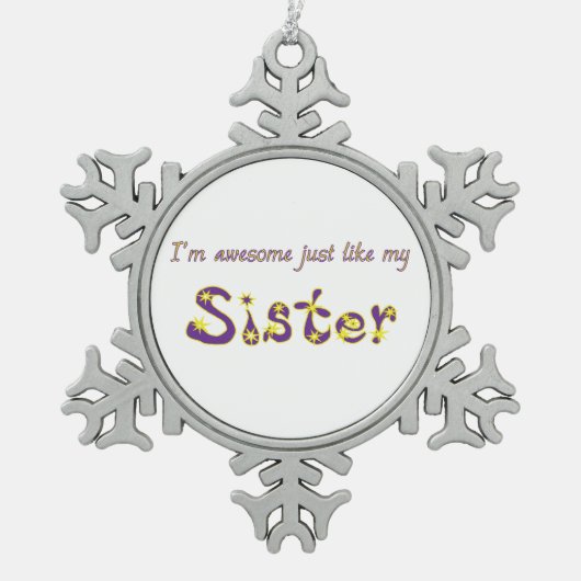 シスター素晴らし スノーフレークピューターオーナメント (正面)