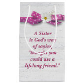 シスター誕生日と水玉模様リボン スモールペーパーバッグ (正面)