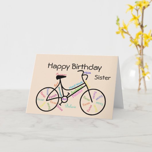 シスター誕生日は自転車を願う、サイクリングサイクリング カード (黄色い花)