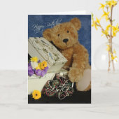 シスター誕生日カードかわいいクマの箱の財布と カード (黄色い花)