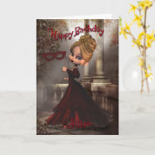 シスター誕生日カードとムーニーかわいこちゃんパイマスク カード (黄色い花)