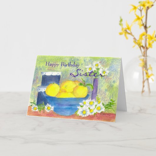 シスター誕生日カードレモンデイジー水彩 カード (黄色い花)