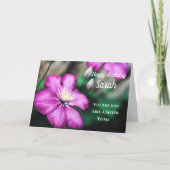 シスター誕生日パープルクレマチスカード カード (正面)
