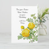 シスター誕生日フラットカード用イエローローズ (スタンド正面)