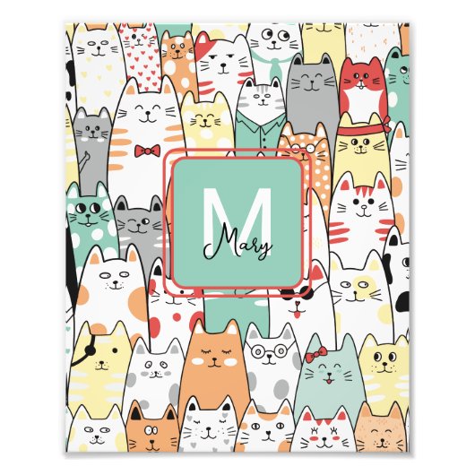 シスター誕生日猫猫ちゃん名モノグラムキッズ フォトプリント            (正面)