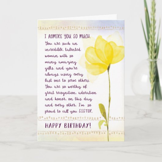シスター誕生日、私は非常に賞賛する カード (正面)
