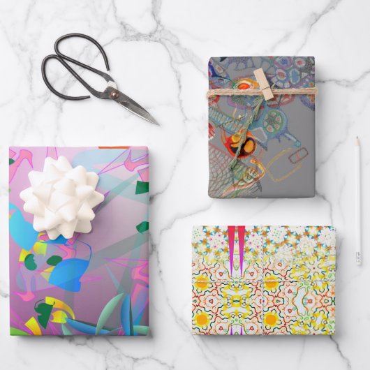 シスター風変わりラッピング紙フラットシートセット3 ラッピングペーパーシート (正面)