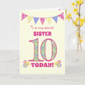 シスター10th誕生日Primroses Bunting Card カード (黄色い花)