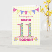 シスター11誕生日PrimrosesとBunting Card カード (黄色い花)