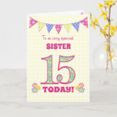 シスター15th誕生日Primroses Bunting Card カード (黄色い花)