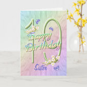 シスター19誕生日バタフライガーデンカード カード (黄色い花)