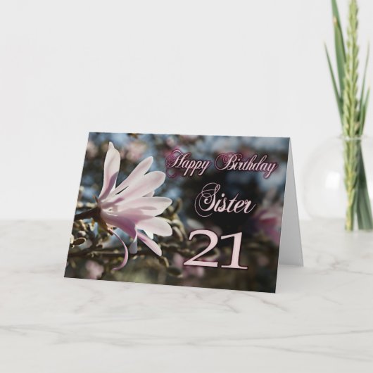 シスター21歳の誕生日とマグノリア カード (正面)