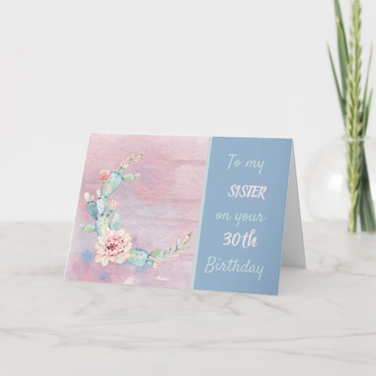 シスター30thバースデーウォーターカラーサボテン カード (正面)