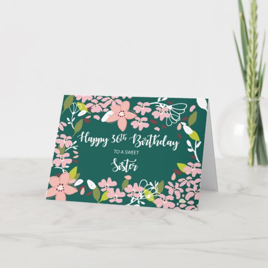 シスター36誕生日緑の花 カード (正面)