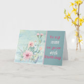 シスター40thバースデーウォーターカラーサボテンデザイン カード (黄色い花)