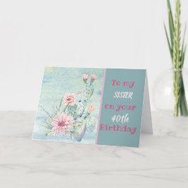シスター40thバースデーウォーターカラーサボテンデザイン カード