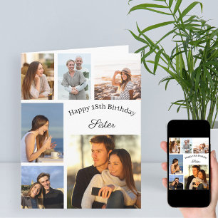 シスター6フォトコラージュ任意の年齢の大誕生日 カード